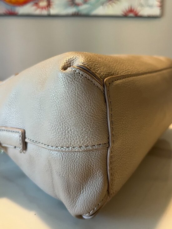 Steve Madden Taupe Faux Leather Satchel Crossbody Bag - Picture 10 of 14